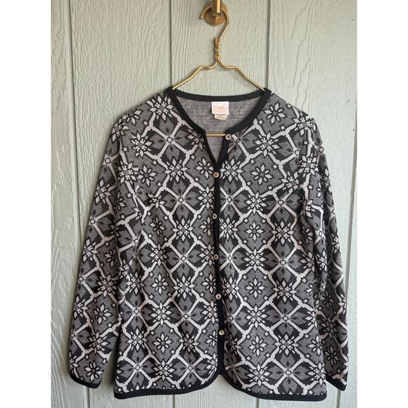 Vintage 90s Geo Floral Button Cardigan Catalina Sportswear - Picture 1 of 5